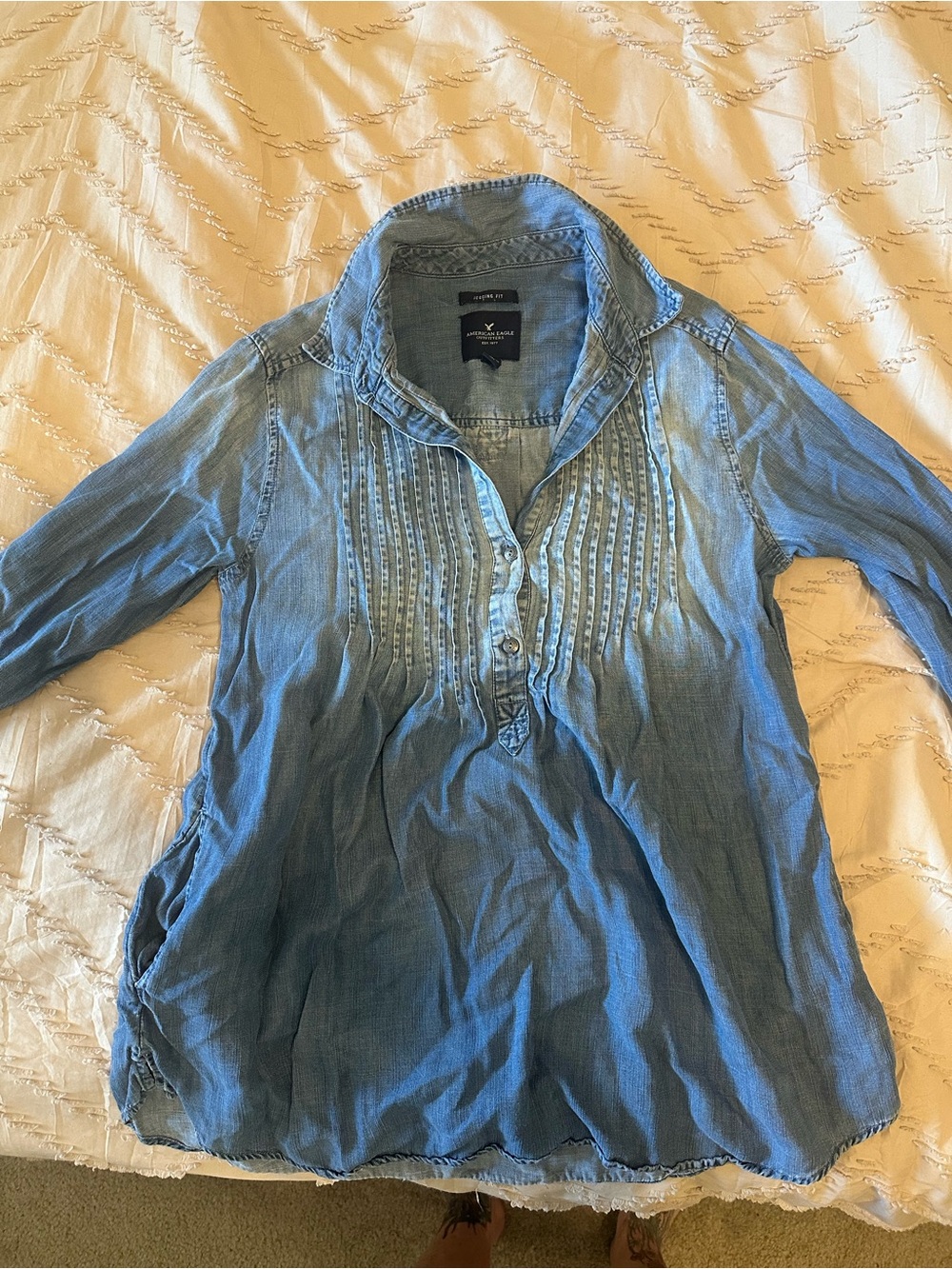 American Eagle Outfitters Blue Denim Jegging-Fit Tunic